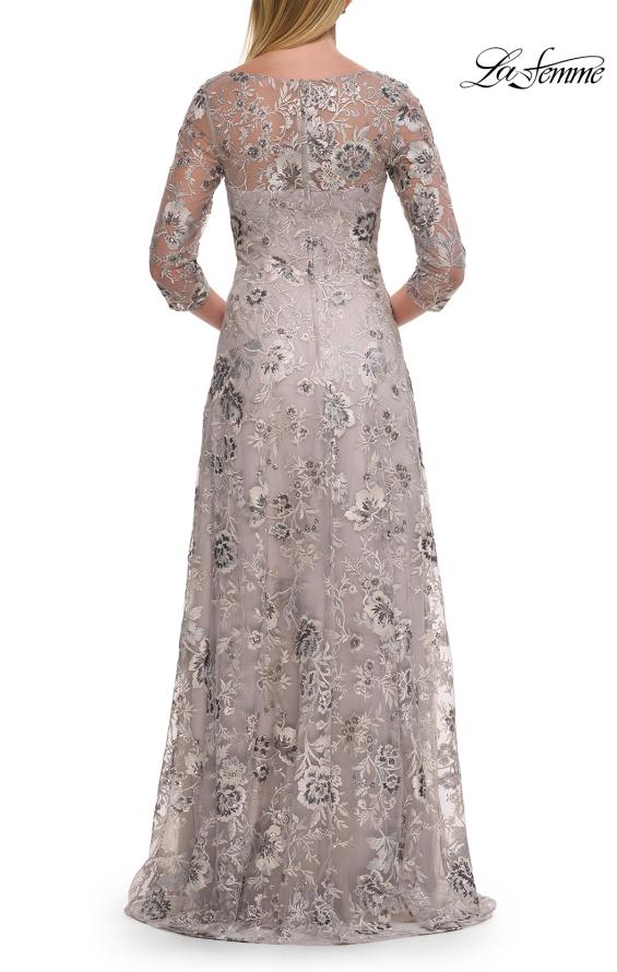 Picture of: Beautiful Lace Mother of the Bride Gown with V Neckline in Silver, Style: 30803, Detail Picture 8