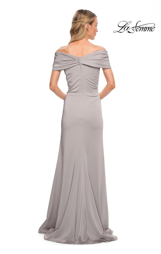 Picture of: Simply Chic Off the Shoulder Jersey Gown in Silver, Detail Picture 10