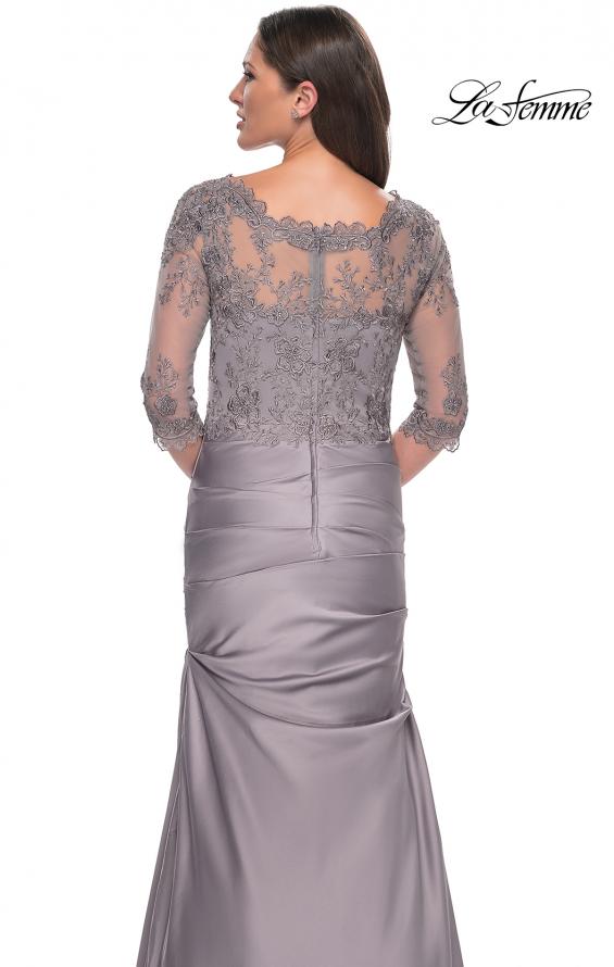 Picture of: Satin and Lace Off the Shoulder Mermaid Gown in Champagne, Style: 30162, Detail Picture 10