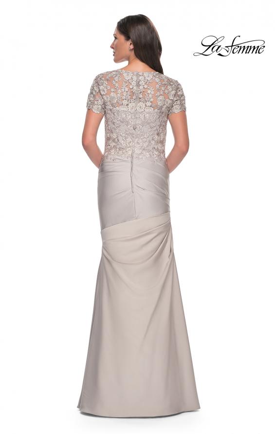 Picture of: Satin Evening Dress with Lace and Scoop Neckline in Silver, Style: 27989, Detail Picture 11