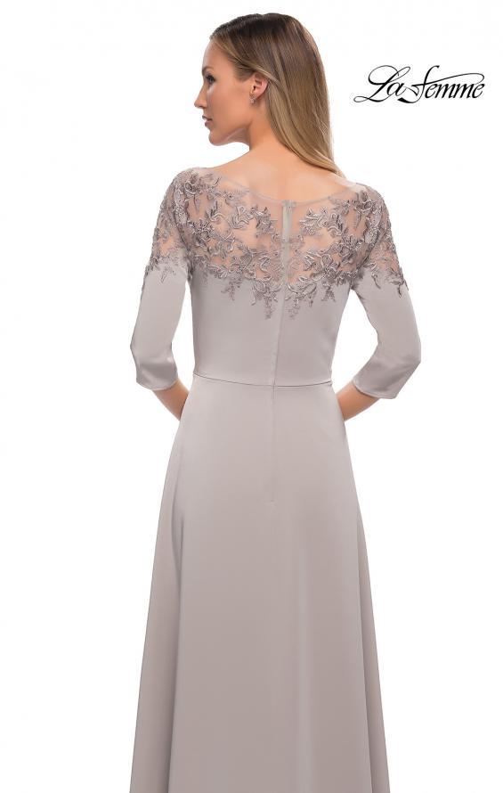 Picture of: Jersey Mother of the Bride Gown with Lace Neckline in Silver, Detail Picture 4