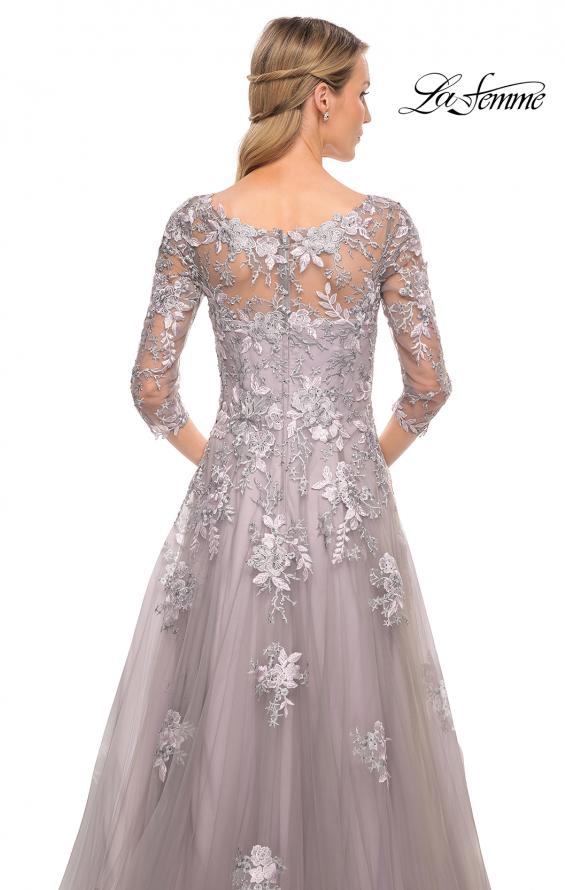Picture of: Elegant A-Line Gown with Lace Applique and V Neck in Silver, Style: 30229, Detail Picture 2