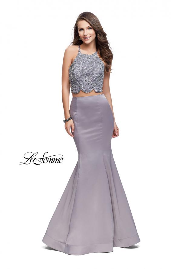 Picture of: Two Piece High Neck Prom Dress with Beading in Silver, Style: 26035, Main Picture