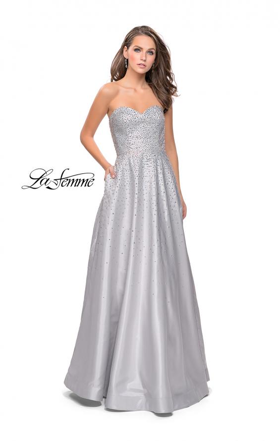Picture of: Strapless Prom Gown with Sparkling Beading in Silver, Style: 26080, Main Picture