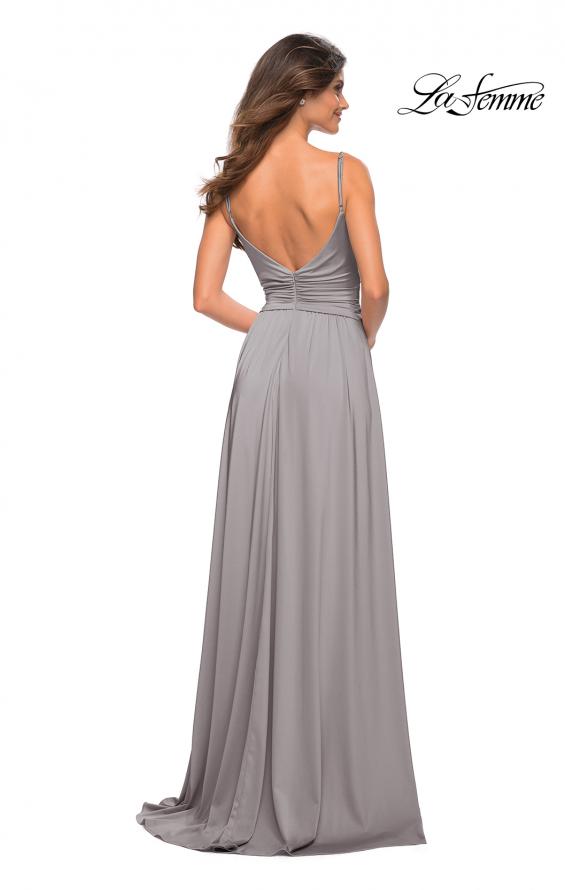 Picture of: Elegant Criss-Cross Ruched Bodice Jersey Dress in Silver, Style: 30571, Detail Picture 11
