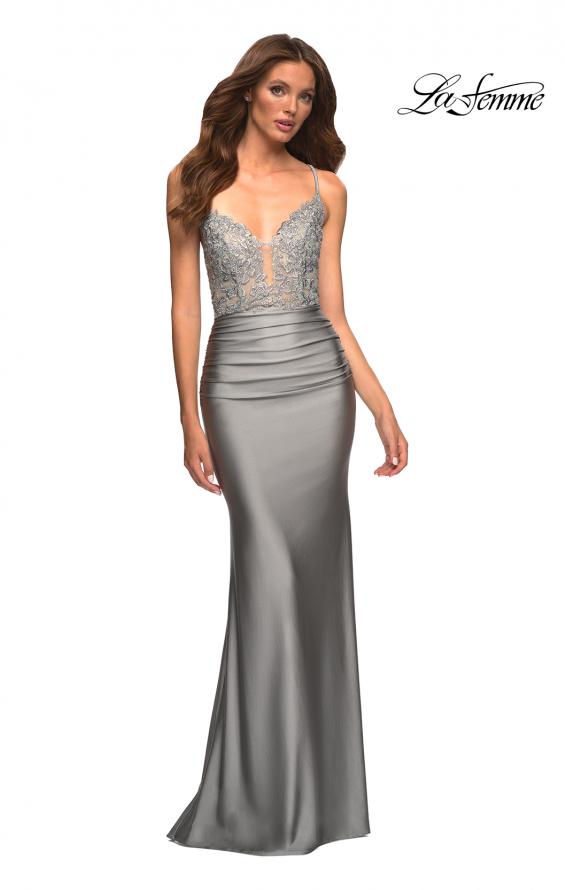 Picture of: Prom Dress with Beautiful Lace Bodice and Jersey Skirt in Silver, Style: 30466, Detail Picture 13