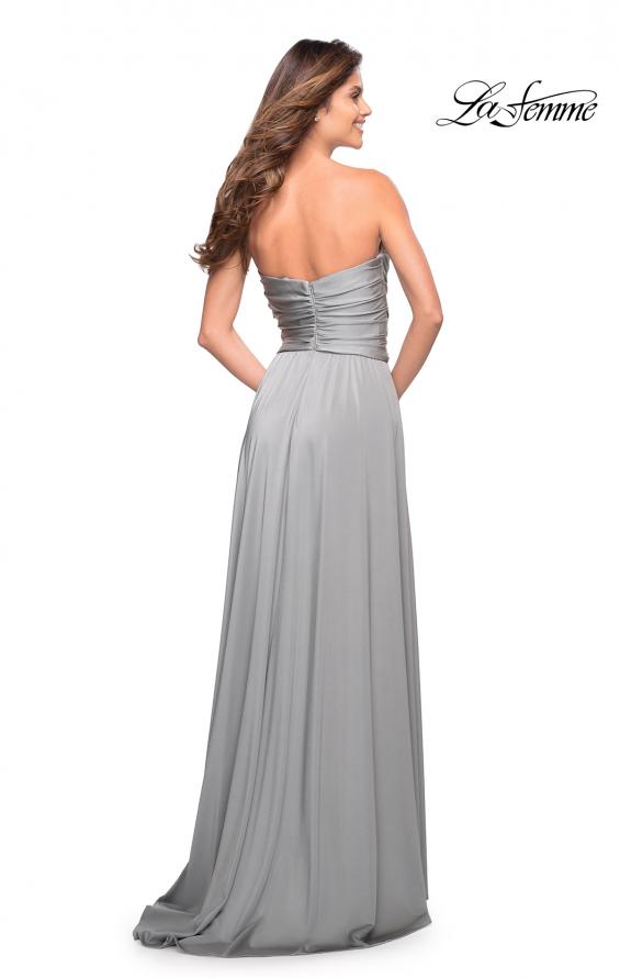 Picture of: Simple Strapless Jersey Dress with High Slit in Silver, Style: 30700, Detail Picture 14