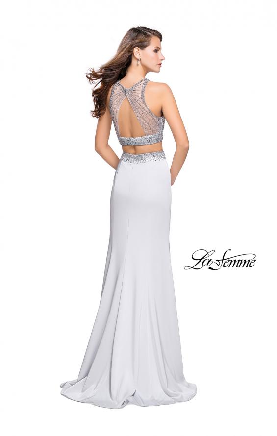 Picture of: Beaded Two Piece Prom Dress with Open Back in Silver, Style: 26063, Back Picture