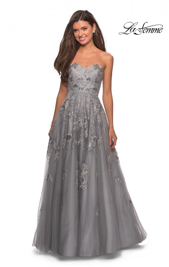 Picture of: Ball Gown Prom Dress with Sequin Details in Silver, Style: 27667, Detail Picture 1