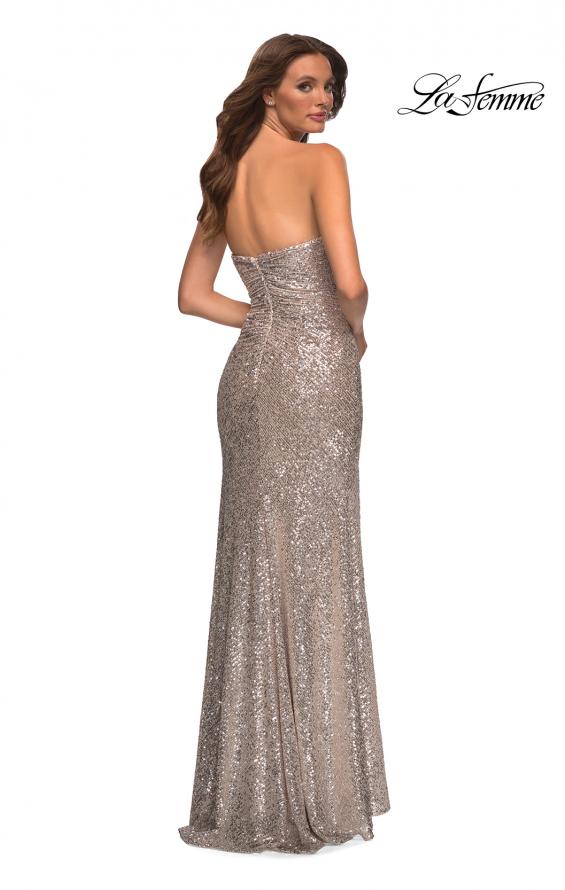 Picture of: Strapless Ruched Sequin Gown in Gorgeous Colors in Silver, Detail Picture 3