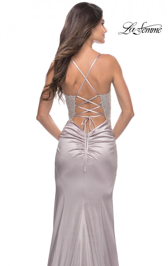 Picture of: Chic Liquid Jersey Dress with Sheer Lace Bodice in Silver, Style: 31555, Detail Picture 3