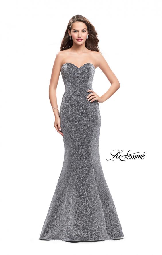 Picture of: Form Fitting Mermaid Prom Dress with Open Back in Silver, Style: 25811, Detail Picture 2