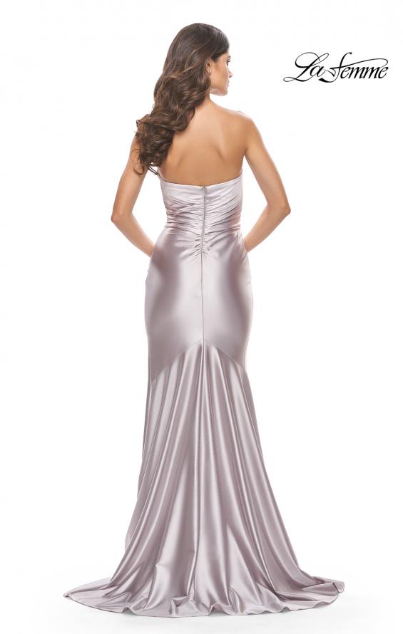 Picture of: Sweetheart Trumpet Liquid Jersey Gown with Ruching in Silver, Style: 31322, Detail Picture 4