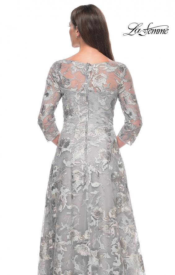Picture of: Unique Silver Lace Mother of the Bride Gown with Sleeves in Silver Slate, Style: 30062, Detail Picture 3