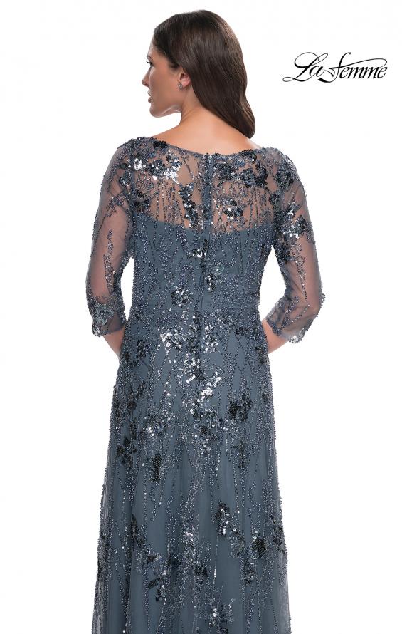 Picture of: Beaded Long Mother of the Bride Dress with Illusion Top in Slate Gray, Style: 31458, Detail Picture 2