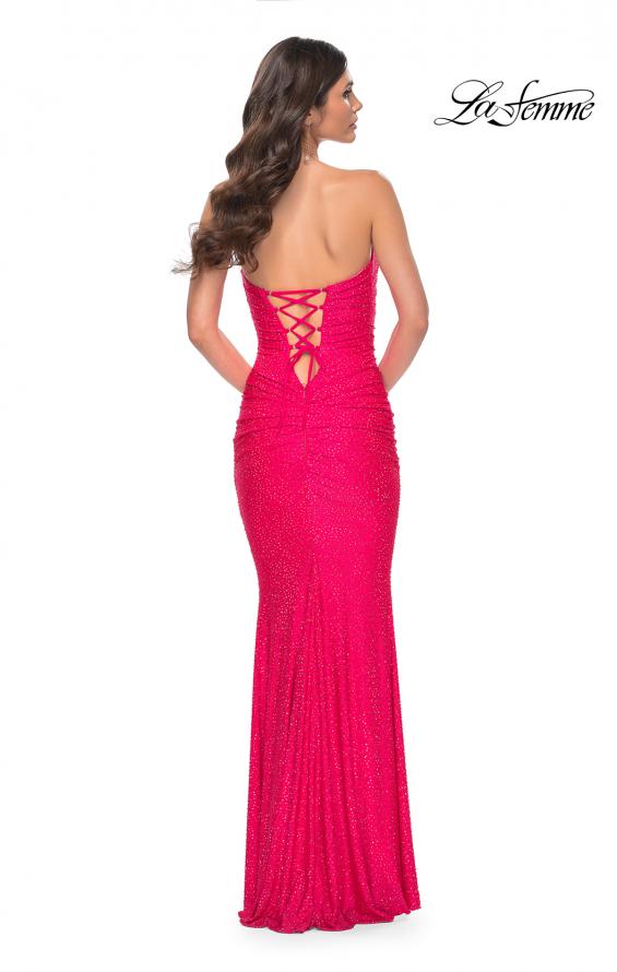 Picture of: Rhinestone Embellished Jersey Dress with Strapless Sweetheart Top in Strawberry, Style: 31945, Detail Picture 16