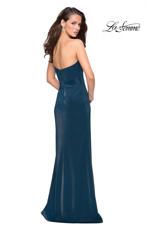 Picture of: Long Strapless Stretch Jersey Prom Dress in Teal, Style: 27051, Back Picture