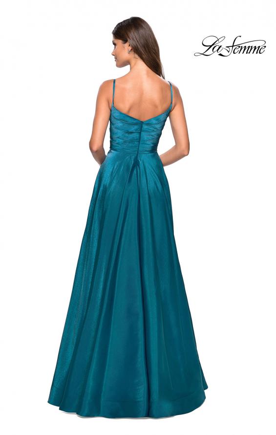 Picture of: Long Satin Simple Prom Dress with Empire Waist in Teal, Style: 27226, Back Picture