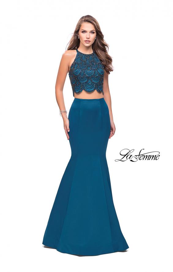 Picture of: Two Piece High Neck Prom Dress with Beading in Teal, Style: 26035, Detail Picture 2