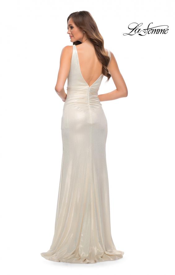 Picture of: Gorgeous Metallic Jersey Gown with Ruffle Detail in White Gold, Style 29759, Detail Picture 5