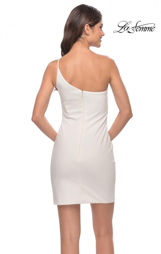 Picture of: One Shoulder Mini Dress with Slit in White, Style: 30927, Detail Picture 8