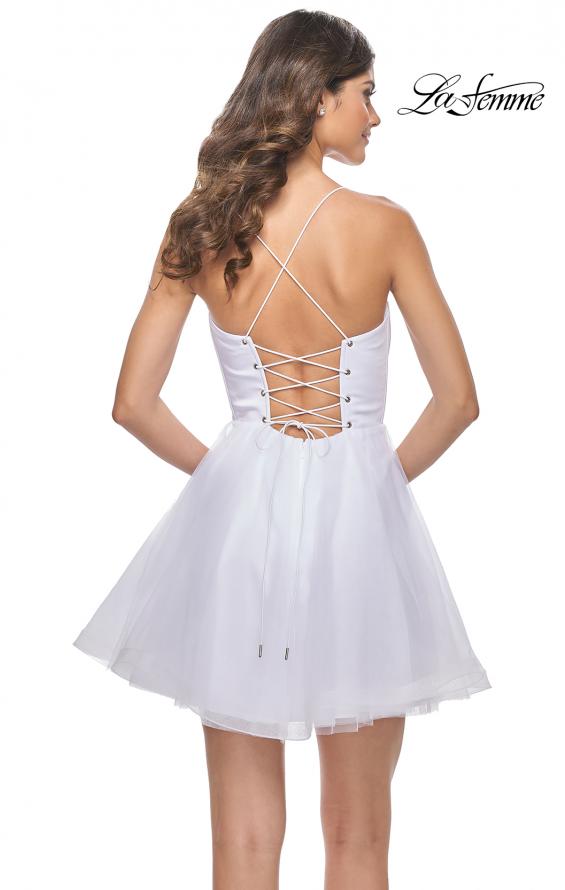 Picture of: Cute Flared Tulle Skirt Dress with Sheer Bodice in White, Style: 31763, Detail Picture 7
