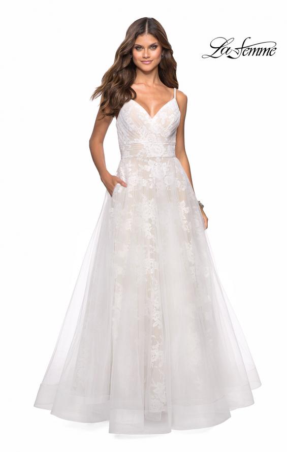 Picture of: Empire Waist Lace Ball Gown with Sweetheart Neckline in White Nude, Style: 27263, Detail Picture 1