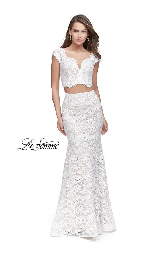 Picture of: Two Piece Mermaid Dress with Metallic Beading in White, Style: 25918, Main Picture
