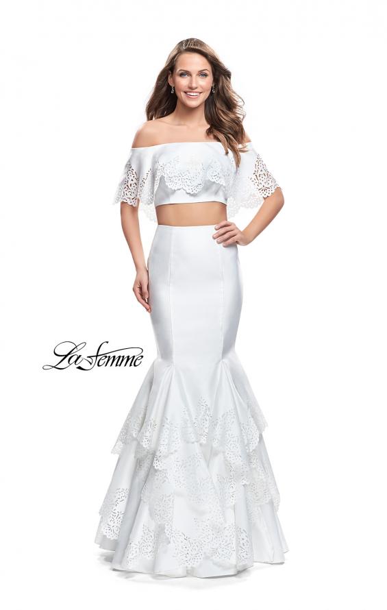 Picture of: Two Piece Off the Shoulder Prom Dress with Floral in White, Style: 26193, Main Picture