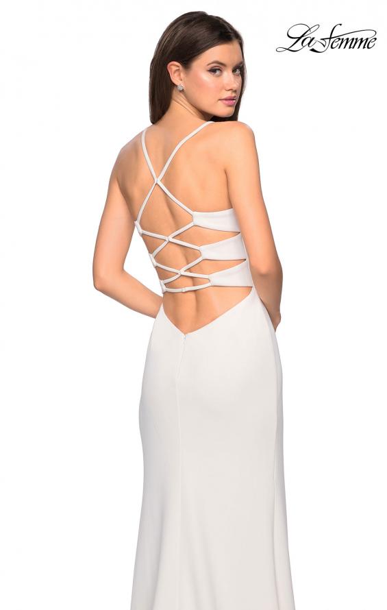 Picture of: Long Jersey Dress with Slit and Strappy Back in White, Style: 26940, Main Picture