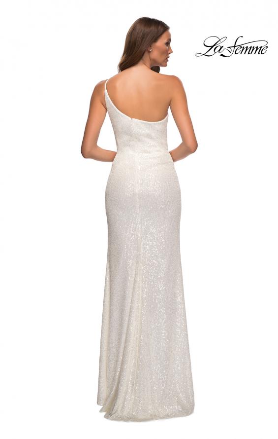 Picture of: Simple One Shoulder Long Sequin Evening Gown in White, Detail Picture 8