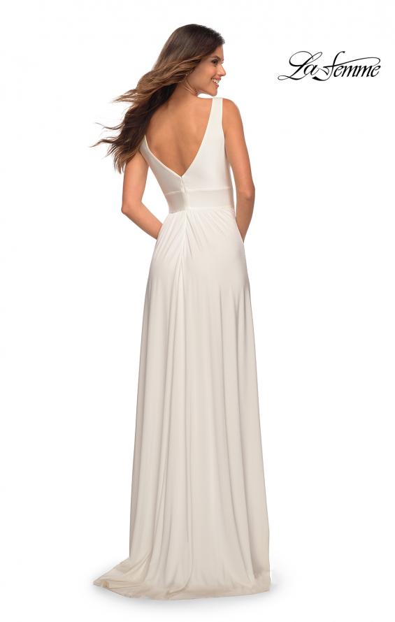Picture of: Empire Waist Prom Gown with Deep V Neckline in White, Style: 28547, Detail Picture 9