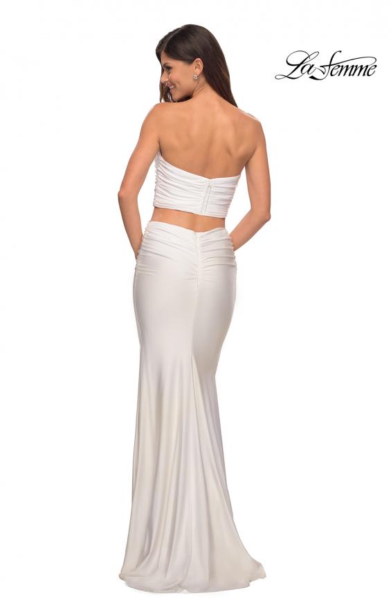 Picture of: Tube Top Two Piece Long Jersey Prom Dress in White, Style: 28703, Detail Picture 10