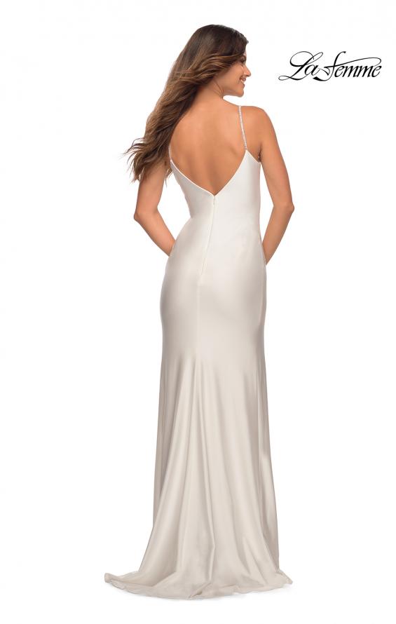 Picture of: Rhinestone Strap Simple Long Jersey Dress in White, Detail Picture 10