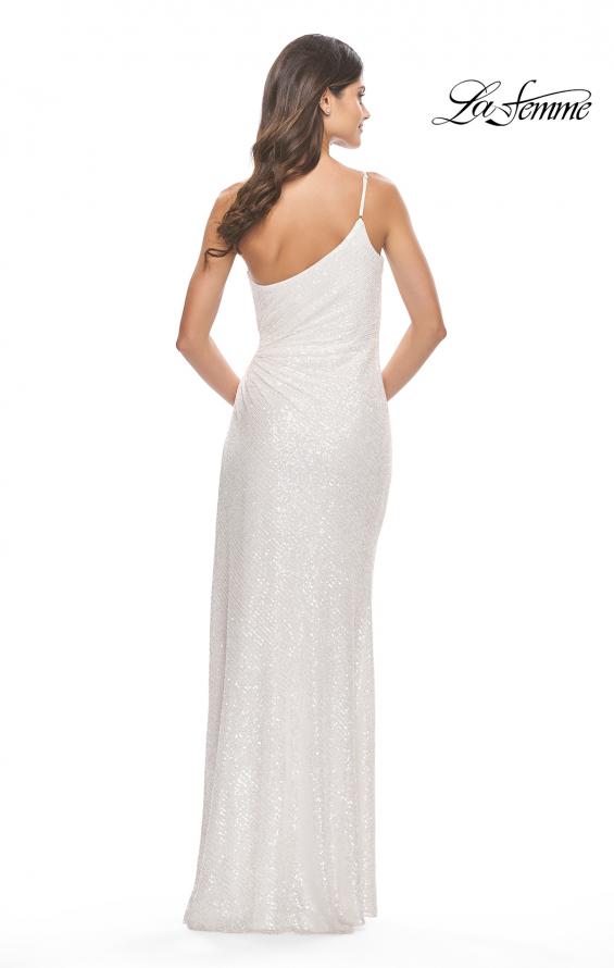 Picture of: One Shoulder Sequin Dress with Circle Cut Out in White, Style: 31089, Detail Picture 11