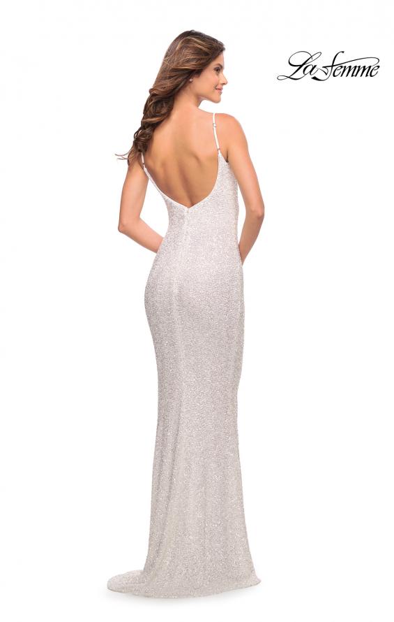 Picture of: Lovely Long Soft Sequin Dress with Scoop Neck in White, Style: 30707, Detail Picture 12