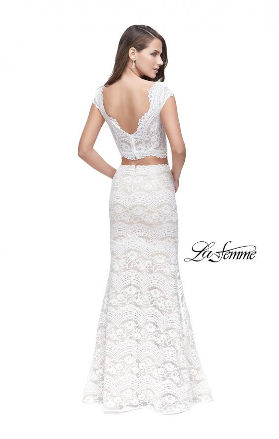 Picture of: Two Piece Mermaid Dress with Metallic Beading in White, Style: 25918, Back Picture
