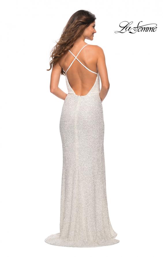 Picture of: Sequin Long Dress in Chic Design with Low Back in White, Back Picture