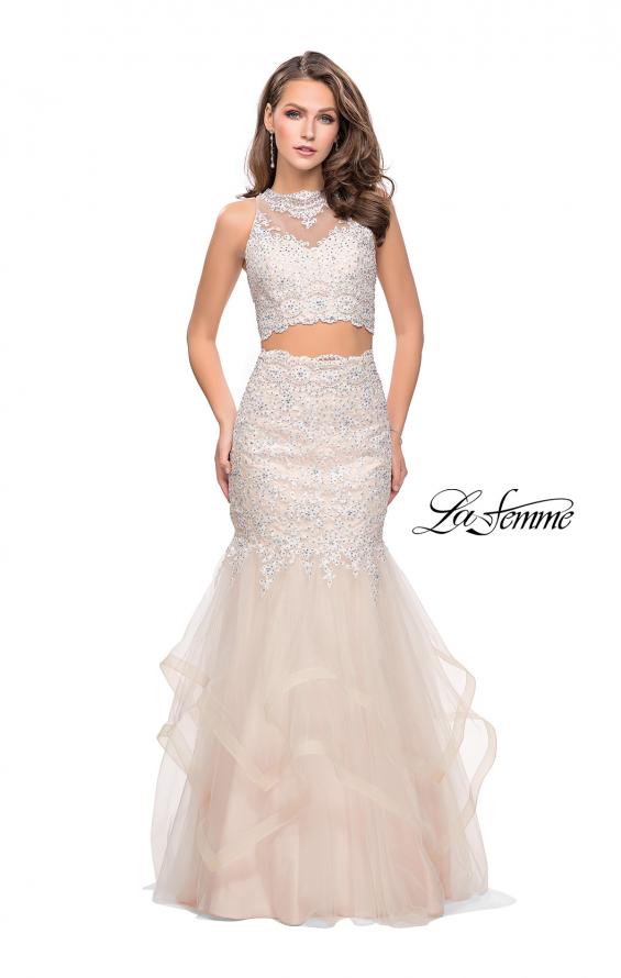 Picture of: Two Piece Lace Prom Dress with Tulle Skirt in White, Style: 26071, Detail Picture 1
