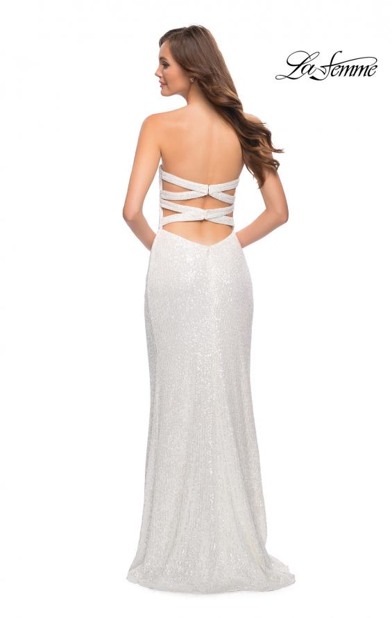 Picture of: Simple Sequin Strapless Dress with Faux Wrap Skirt in White, Style 29681, Detail Picture 2