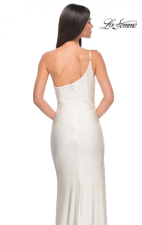 Picture of: Rhinestone One Shoulder Prom Dress with High Slit in White, Style: 31699, Detail Picture 2