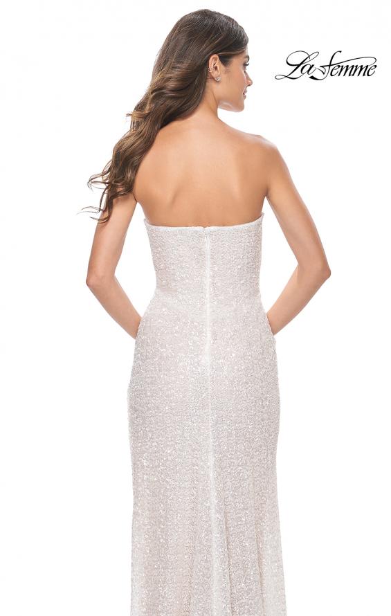 Picture of: Unique Sequin Fitted Gown with High Slit in White, Style: 32045, Detail Picture 2