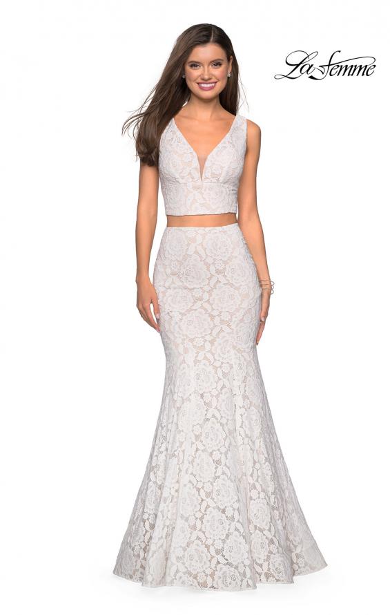 Picture of: Sweetheart Neckline Two Piece Long Lace Prom Dress in White, Style: 27262, Detail Picture 3