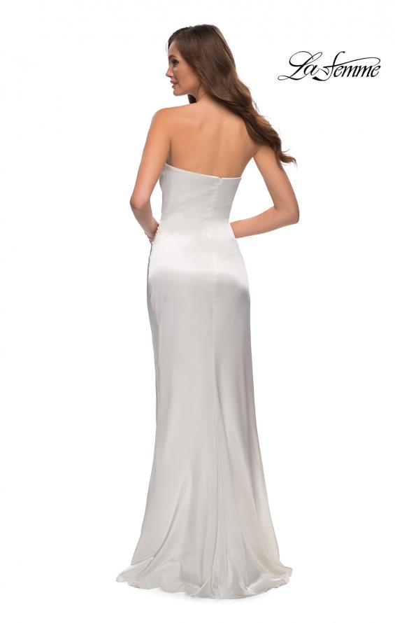 Picture of: Simply Chic Strapless Stretch Satin Long Gown in White, Style 29807, Detail Picture 4