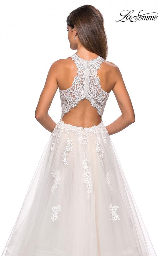 Picture of: Racer Back Lace Embellished Floor Length Ball Gown in White, Style: 27603, Detail Picture 5