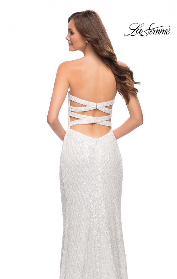 Picture of: Simple Sequin Strapless Dress with Faux Wrap Skirt in White, Style 29681, Detail Picture 6