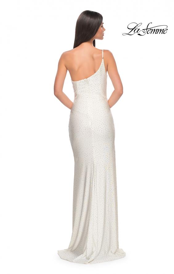 Picture of: Rhinestone One Shoulder Prom Dress with High Slit in White, Style: 31699, Detail Picture 6