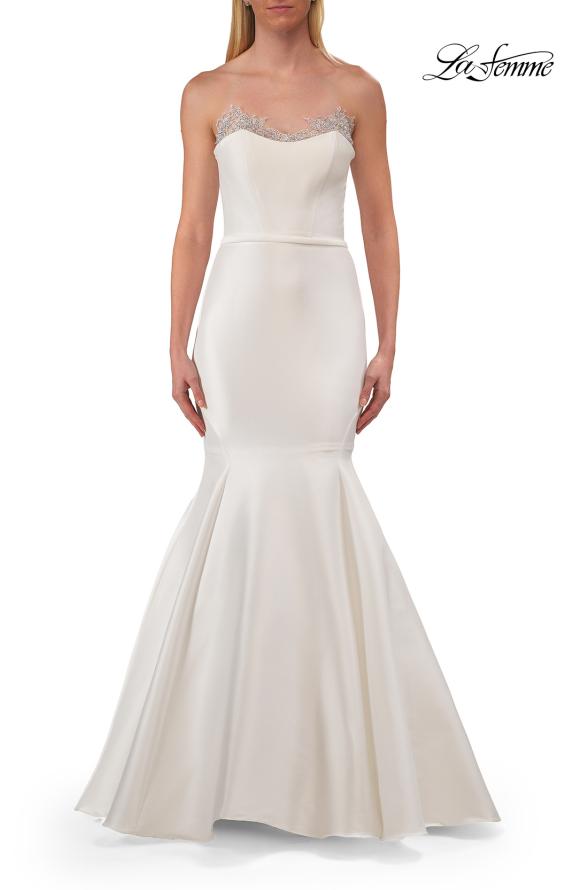 White Picture of: Strapless Mermaid Gown with Lace-Trimmed Sweetheart Neckline in White, Style: 33438, Detail Picture 6