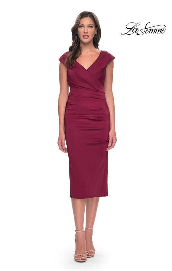 Picture of: Chic Short Evening Dress with Pleating in Wine, Style: 30110, Detail Picture 1