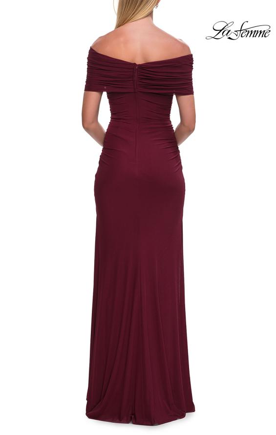 Picture of: Off-the-Shoulder Draped Jersey Gown in Wine, Style: 33171, Detail Picture 6